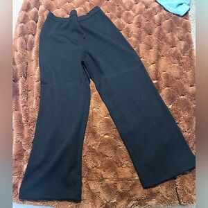 St. John Basics Black Knit Pants Size 12 Wide Leg Pull-On Career Luxury USA